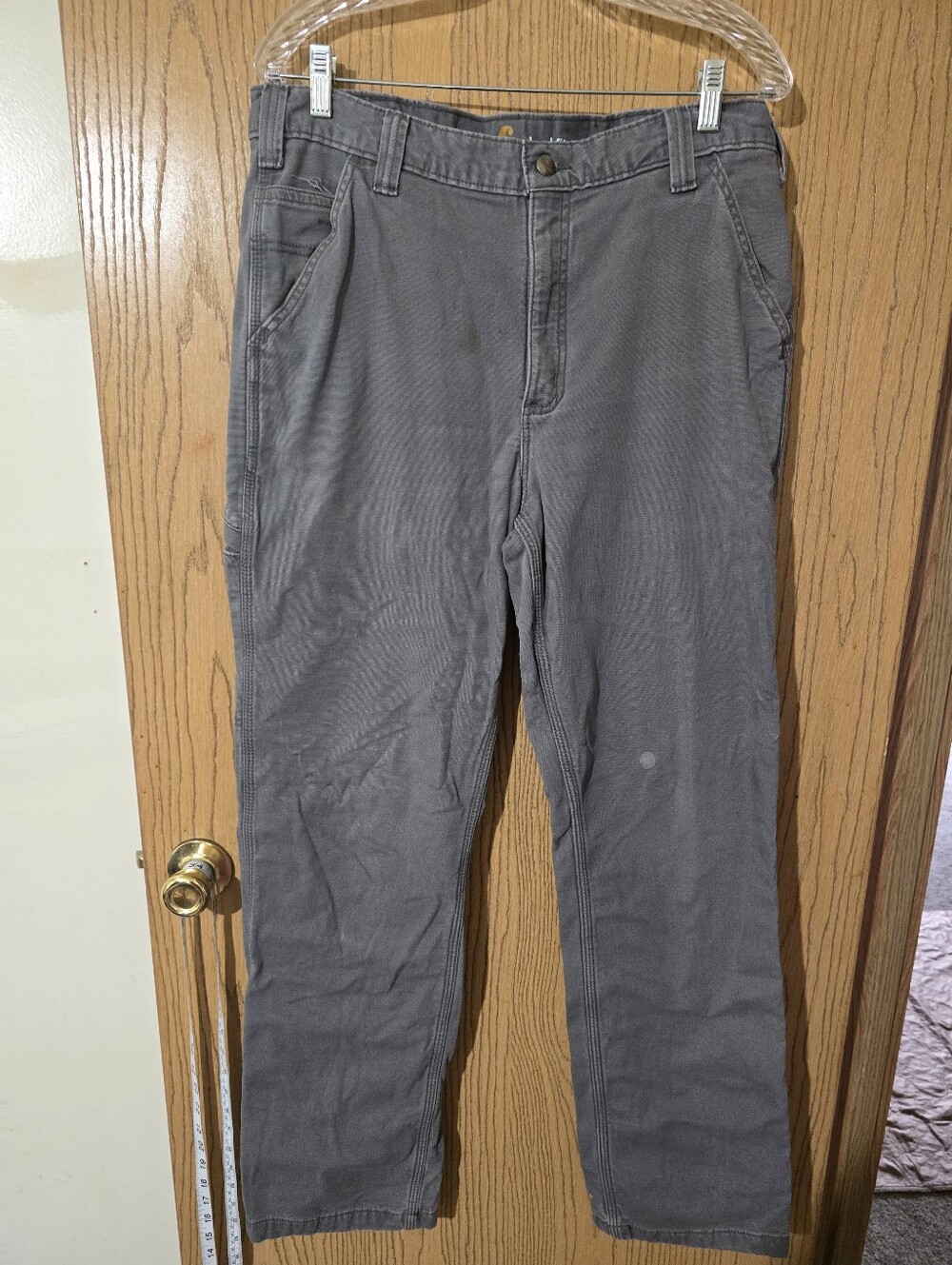 Carhartt Gray Utility Work Pants with Back Patch Pockets - Picture 2 of 4